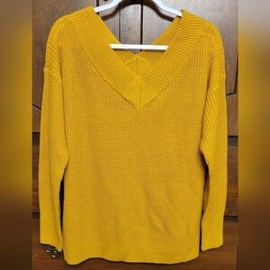 Love circle Maternity women's yellow long sleeve knit V neck sweater Size M